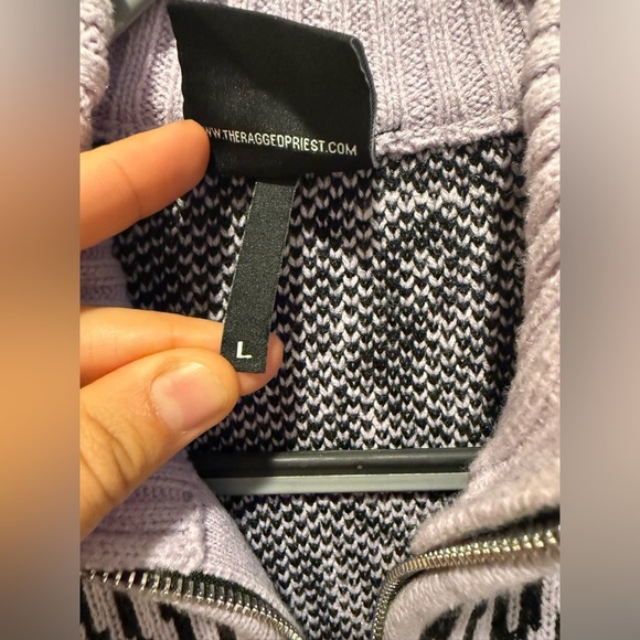 The Ragged Priest Spacey Pink & Black Half Zip Sweater , size Large - Picture 5 of 13